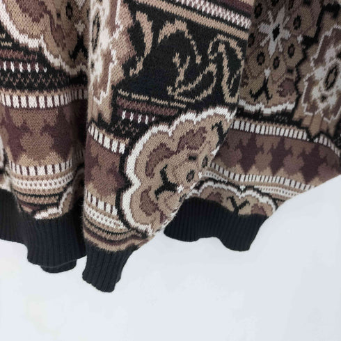 ツンドラ tundra 90s カナダ製 FOR BACHRACH 総柄 クルーネック ニット メンズ import:L
